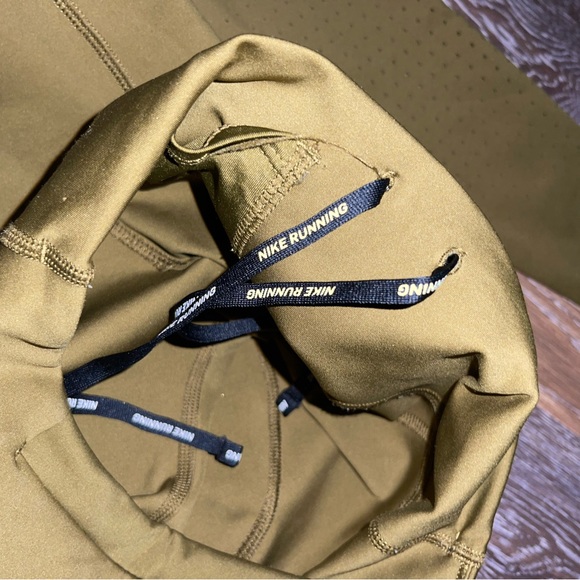 Nike Running Leggings Olive Green Small Holes Along Calves - Picture 6 of 9